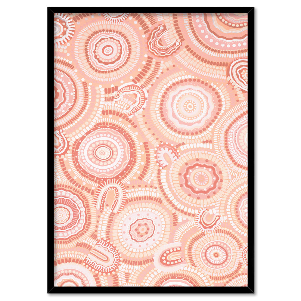 Gathering Bora Rings Pastel I - Art Print by Leah Cummins, Poster, Stretched Canvas, or Framed Wall Art Print, shown in a black frame
