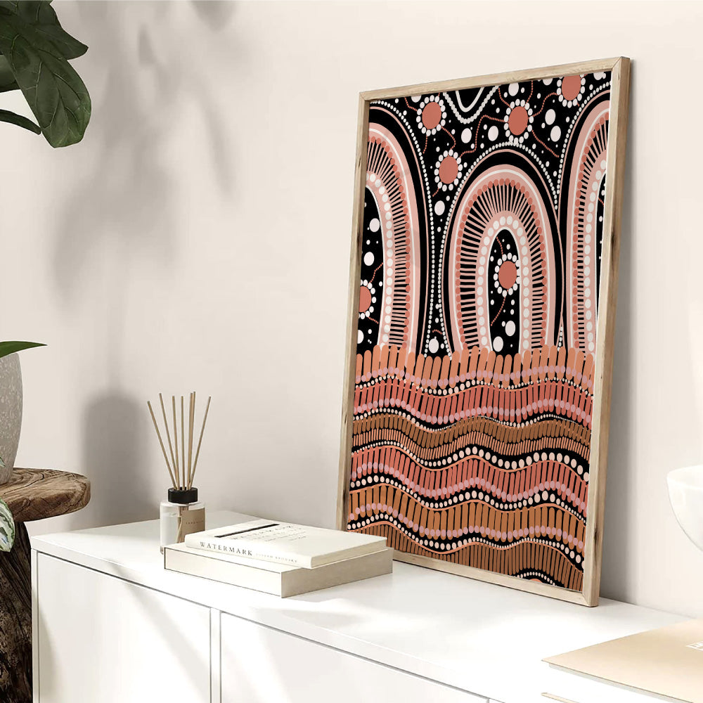Windha Wiyala Night Sky II - Art Print by Leah Cummins, Poster, Stretched Canvas or Framed Wall Art Prints, shown framed in a room