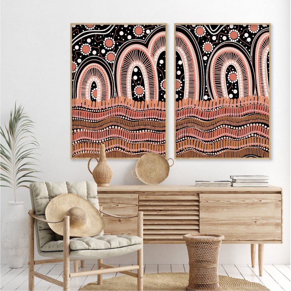 Windha Wiyala Night Sky II - Art Print by Leah Cummins, Poster, Stretched Canvas or Framed Wall Art, shown framed in a home interior space