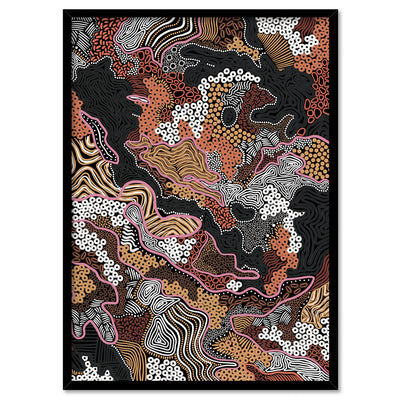 Canobie Dry Season Multicolour in Landscape - Art Print by Leah Cummins, Poster, Stretched Canvas, or Framed Wall Art Print, shown in a black frame