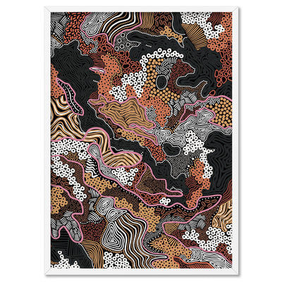 Canobie Dry Season Multicolour in Landscape - Art Print by Leah Cummins, Poster, Stretched Canvas, or Framed Wall Art Print, shown in a white frame
