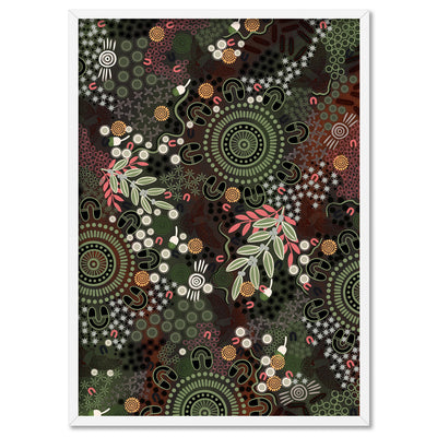 Canobie Dry Season Multicolour in Landscape - Art Print by Leah Cummins, Poster, Stretched Canvas, or Framed Wall Art Print, shown in a white frame