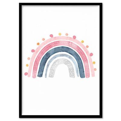Pastel Bohemian Rainbow I - Art Print, Poster, Stretched Canvas, or Framed Wall Art Print, shown in a black frame