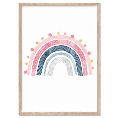 Pastel Bohemian Rainbow I - Art Print, Poster, Stretched Canvas, or Framed Wall Art Print, shown in a natural timber frame