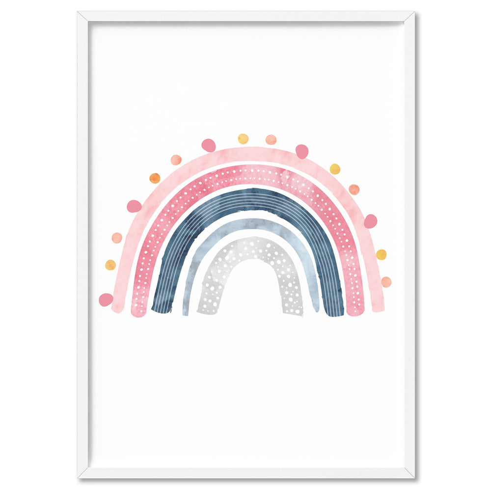 Pastel Bohemian Rainbow I - Art Print, Poster, Stretched Canvas, or Framed Wall Art Print, shown in a white frame