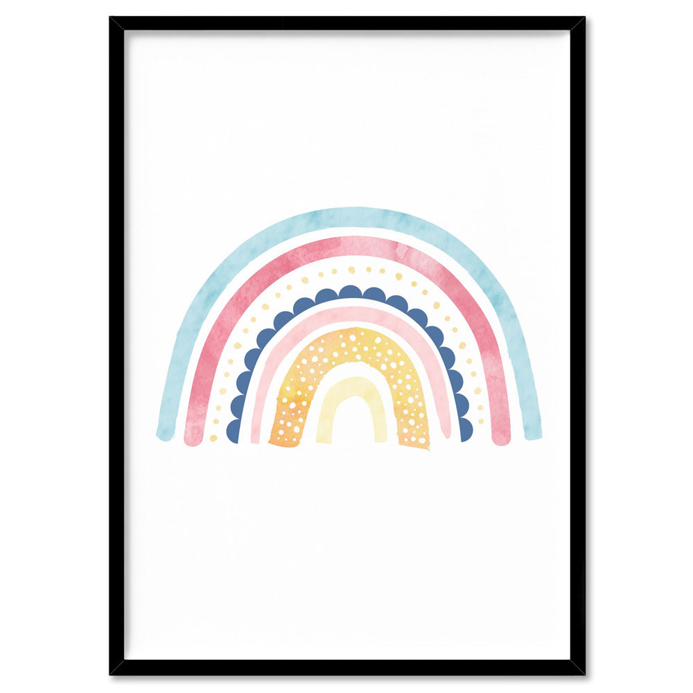 Pastel Bohemian Rainbow II - Art Print, Poster, Stretched Canvas, or Framed Wall Art Print, shown in a black frame