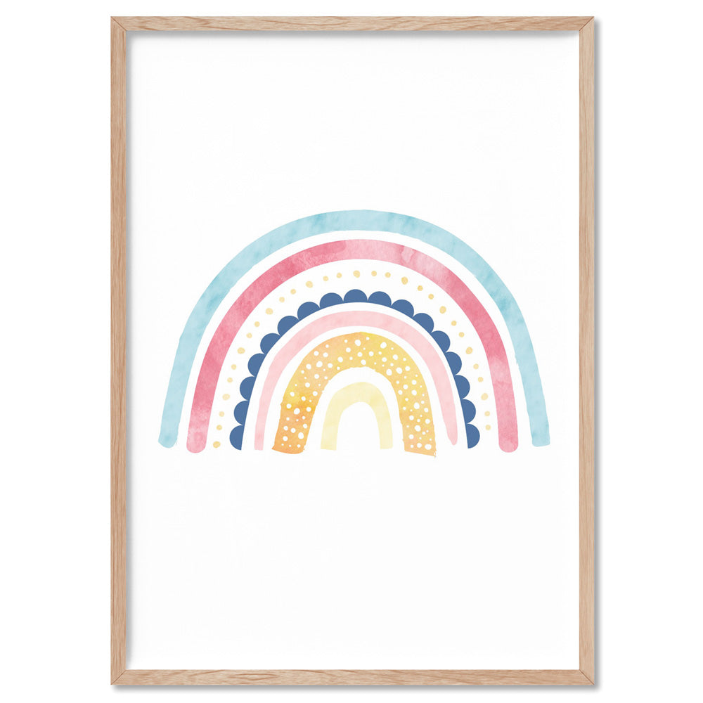 Pastel Bohemian Rainbow II - Art Print, Poster, Stretched Canvas, or Framed Wall Art Print, shown in a natural timber frame