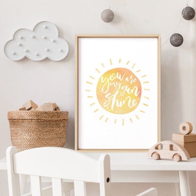 Pastel Bohemian Sun | You are my Sunshine - Art Print, Poster, Stretched Canvas or Framed Wall Art Prints, shown framed in a room