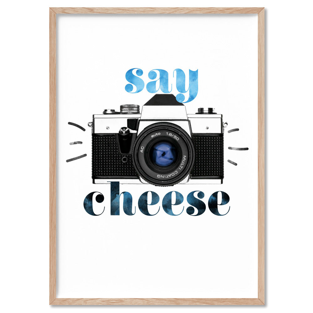 Say Cheese - Art Print, Poster, Stretched Canvas, or Framed Wall Art Print, shown in a natural timber frame