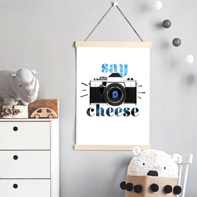 Say Cheese - Art Print, Poster, Stretched Canvas or Framed Wall Art Prints, shown framed in a room