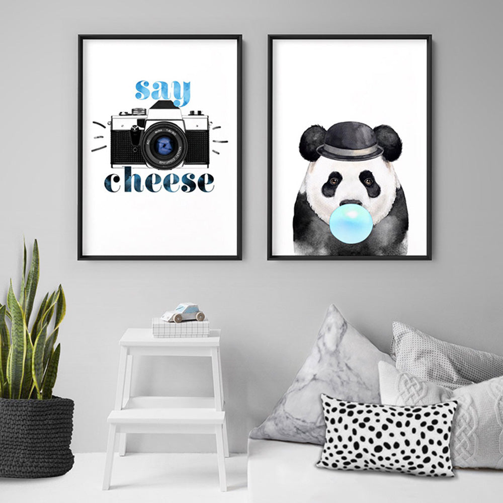 Say Cheese - Art Print, Poster, Stretched Canvas or Framed Wall Art, shown framed in a home interior space