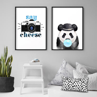 Say Cheese - Art Print, Poster, Stretched Canvas or Framed Wall Art, shown framed in a home interior space