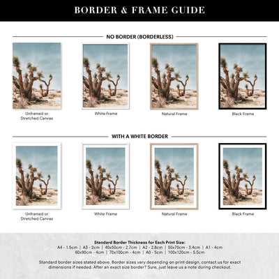 Joshua Trees Desert Landscape I - Art Print, Poster, Stretched Canvas or Framed Wall Art, Showing White , Black, Natural Frame Colours, No Frame (Unframed) or Stretched Canvas, and With or Without White Borders