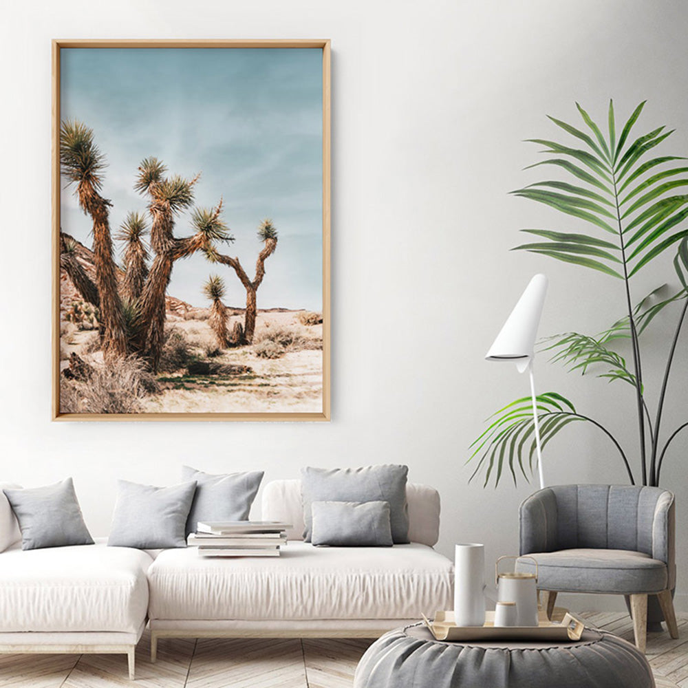 Joshua Trees Desert Landscape I - Art Print, Poster, Stretched Canvas or Framed Wall Art Prints, shown framed in a room