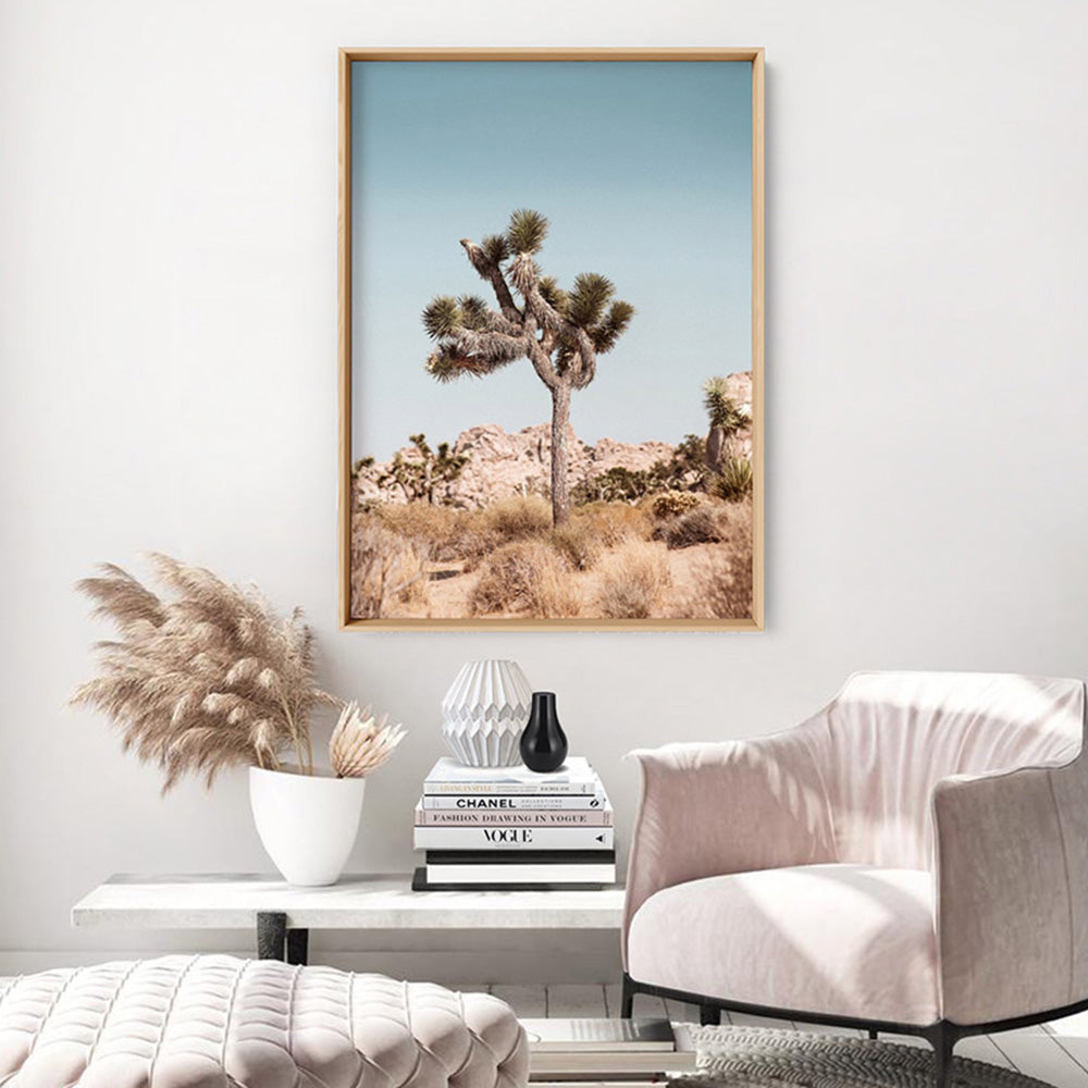 Joshua Tree Desert Landscape II - Art Print, Poster, Stretched Canvas or Framed Wall Art Prints, shown framed in a room