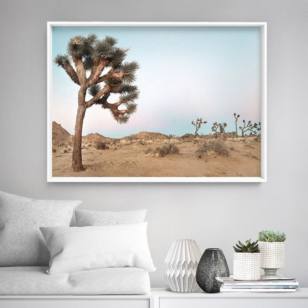 Joshua Tree Desert Landscape III - Art Print, Poster, Stretched Canvas or Framed Wall Art Prints, shown framed in a room