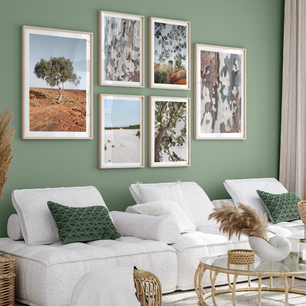 Lone Gumtree Outback View II - Art Print, Poster, Stretched Canvas or Framed Wall Art, shown framed in a home interior space