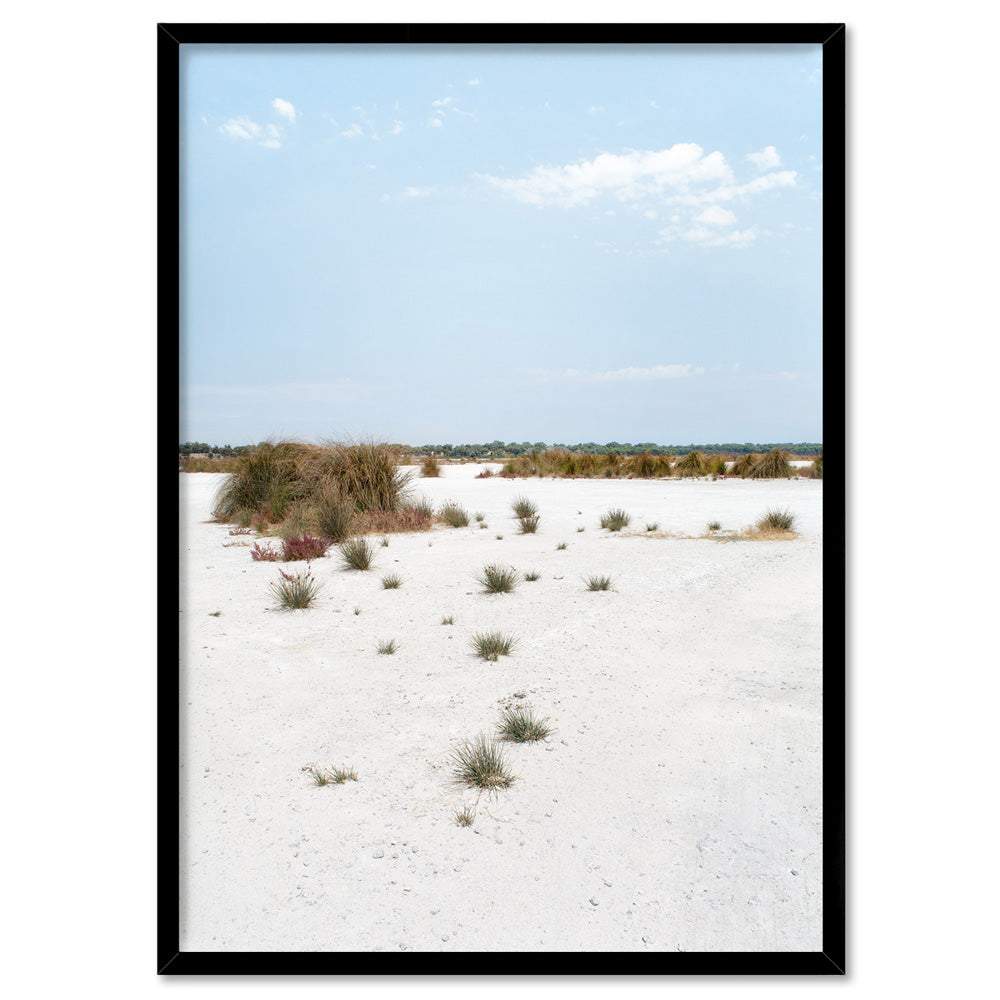Salt Flats Landscape I - Art Print, Poster, Stretched Canvas, or Framed Wall Art Print, shown in a black frame