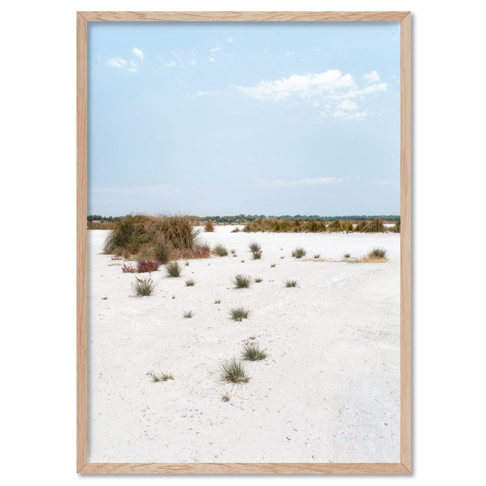 Salt Flats Landscape I - Art Print, Poster, Stretched Canvas, or Framed Wall Art Print, shown in a natural timber frame