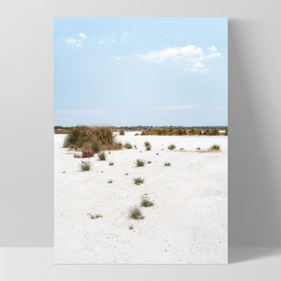 Salt Flats Landscape I - Art Print, Poster, Stretched Canvas, or Framed Wall Art Print, shown as a stretched canvas or poster without a frame