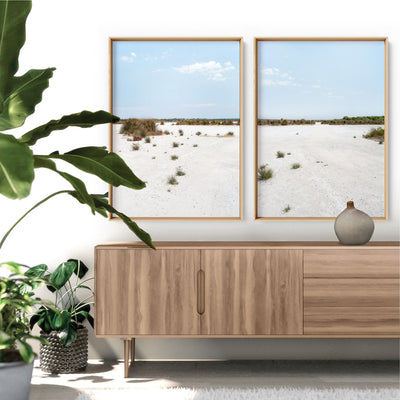 Salt Flats Landscape I - Art Print, Poster, Stretched Canvas or Framed Wall Art, shown framed in a home interior space