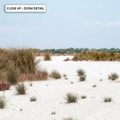 Salt Flats Landscape I - Art Print, Poster, Stretched Canvas or Framed Wall Art, Close up View of Print Resolution