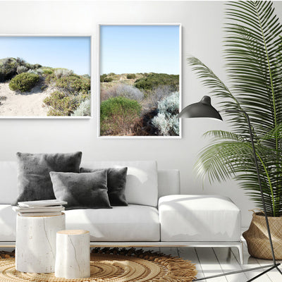 Sand Dune Botanicals Perth II - Art Print, Poster, Stretched Canvas or Framed Wall Art, shown framed in a home interior space