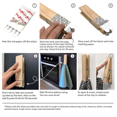 Wall clip peg towel hanger Installtion Instructions - easy to follow step by step.