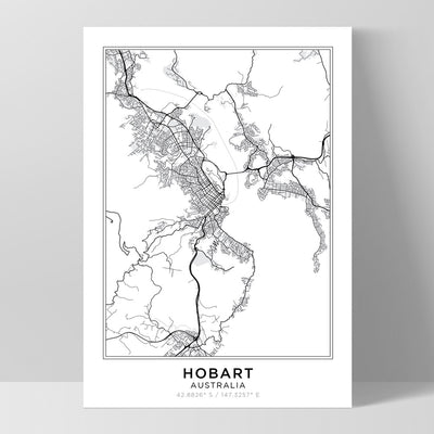 City Map | HOBART - Art Print, Poster, Stretched Canvas, or Framed Wall Art Print, shown as a stretched canvas or poster without a frame