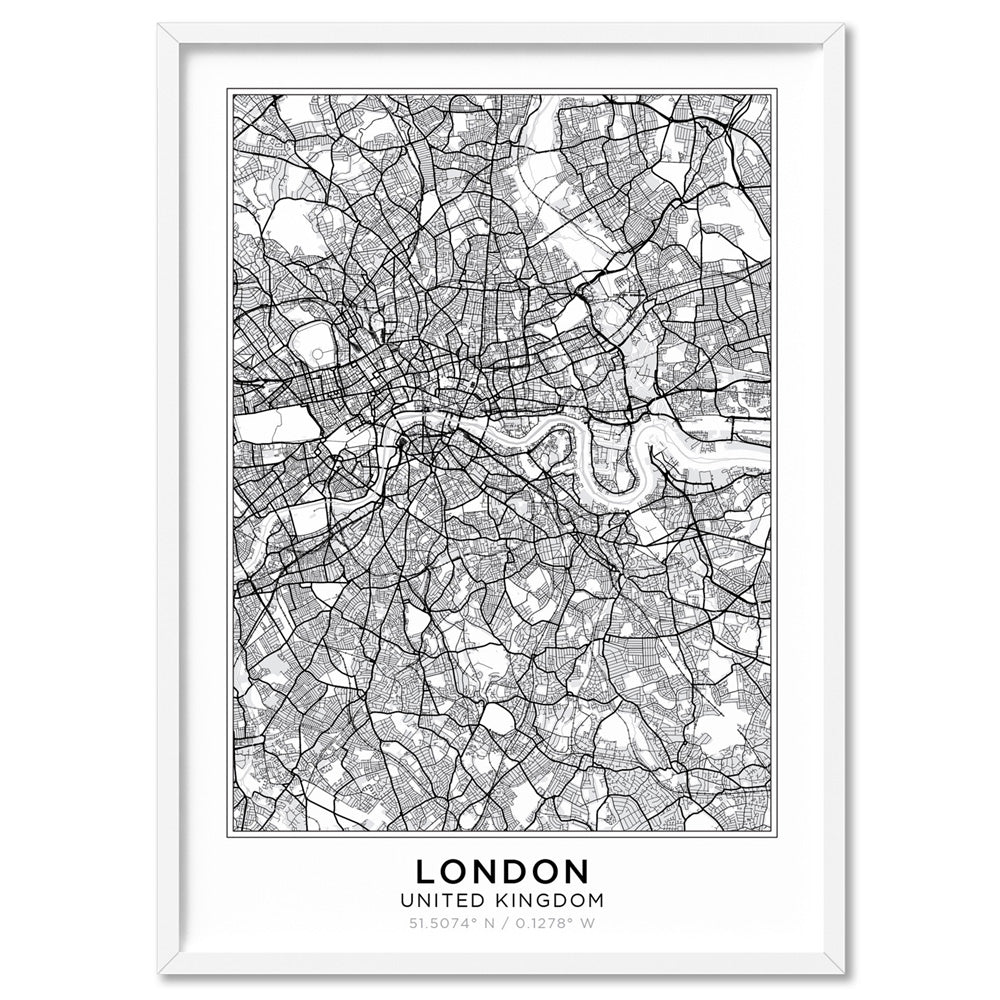 City Map. London Street Map Art Print Poster. Framed or Poster. Custom ...