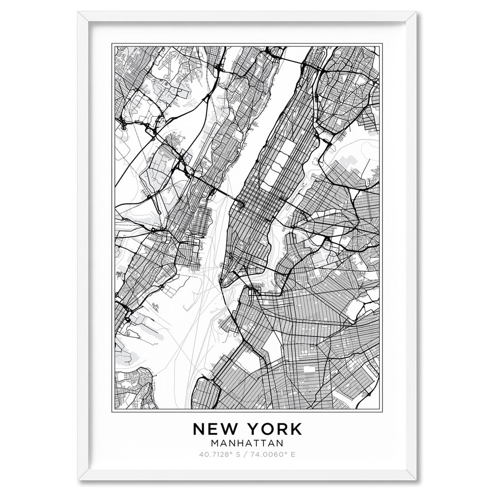 New York, Manhattan Street Map. Art Print Poster City Map. Minimal Look ...