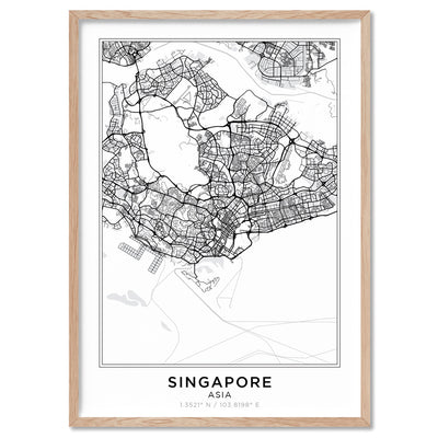 City Map | SINGAPORE - Art Print, Poster, Stretched Canvas, or Framed Wall Art Print, shown in a natural timber frame