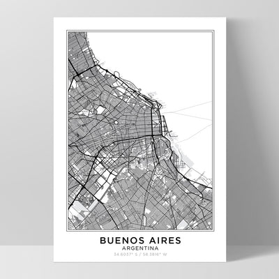 City Map | BUENOS AIRES - Art Print, Poster, Stretched Canvas, or Framed Wall Art Print, shown as a stretched canvas or poster without a frame