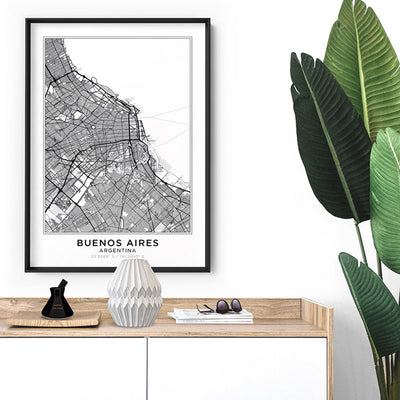 City Map | BUENOS AIRES - Art Print, Poster, Stretched Canvas or Framed Wall Art Prints, shown framed in a room