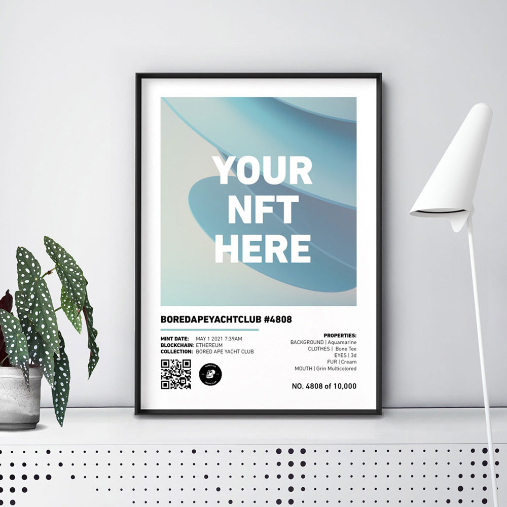 Your NFT | White Border & Detail Style - Art Print, Poster, Stretched Canvas or Framed Wall Art Prints, shown framed in a room