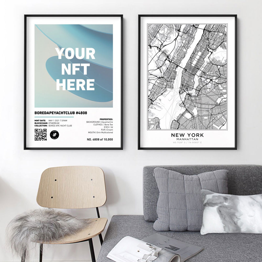 Your NFT | White Border & Detail Style - Art Print, Poster, Stretched Canvas or Framed Wall Art, shown framed in a home interior space