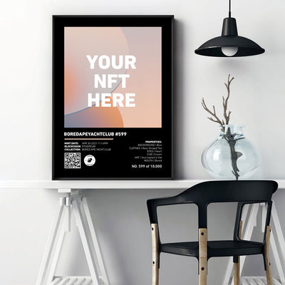 Your NFT | Black Border & Detail Style - Art Print, Poster, Stretched Canvas or Framed Wall Art Prints, shown framed in a room