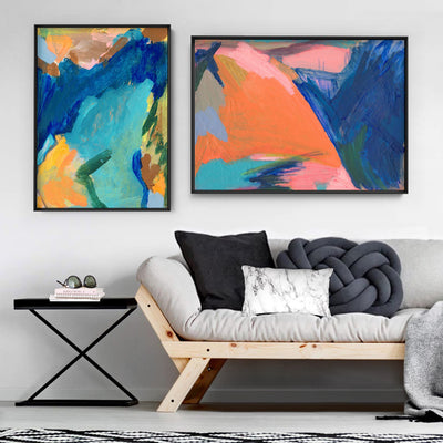 Icebergs - Art Print by Nicole Schafter, Poster, Stretched Canvas or Framed Wall Art, shown framed in a home interior space