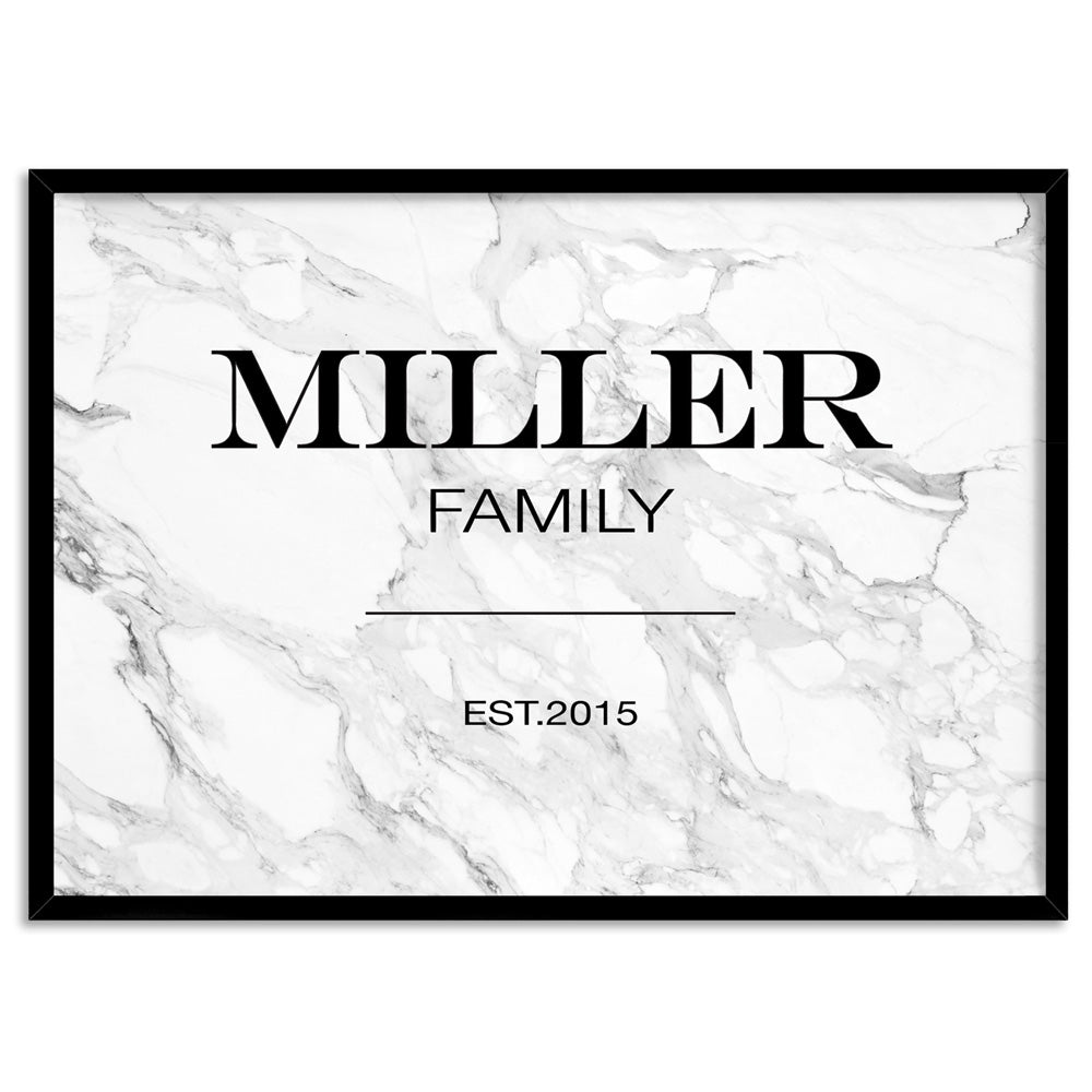 Custom Personalised Family in Marfa Style - Art Print, Poster, Stretched Canvas, or Framed Wall Art Print, shown in a black frame