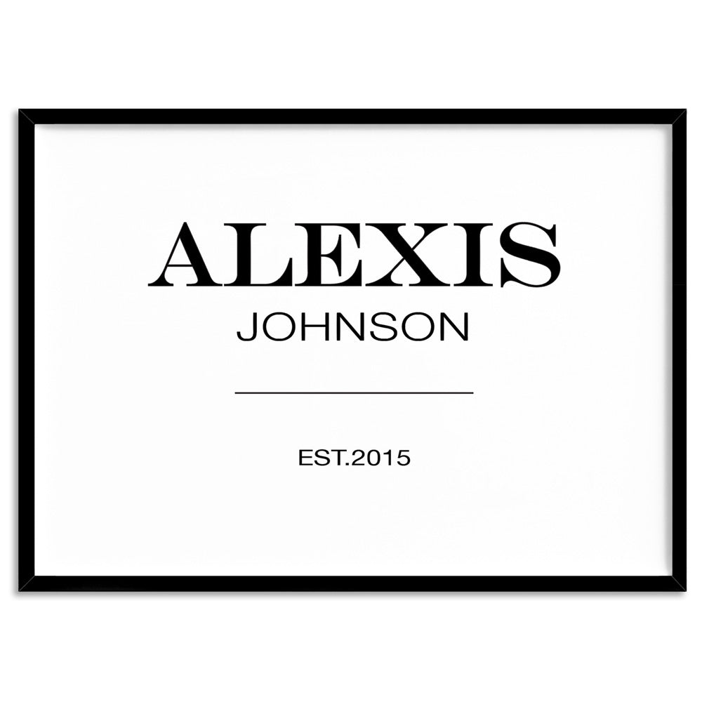 Custom Personalised Name | Marfa Style - Art Print, Poster, Stretched Canvas, or Framed Wall Art Print, shown in a black frame