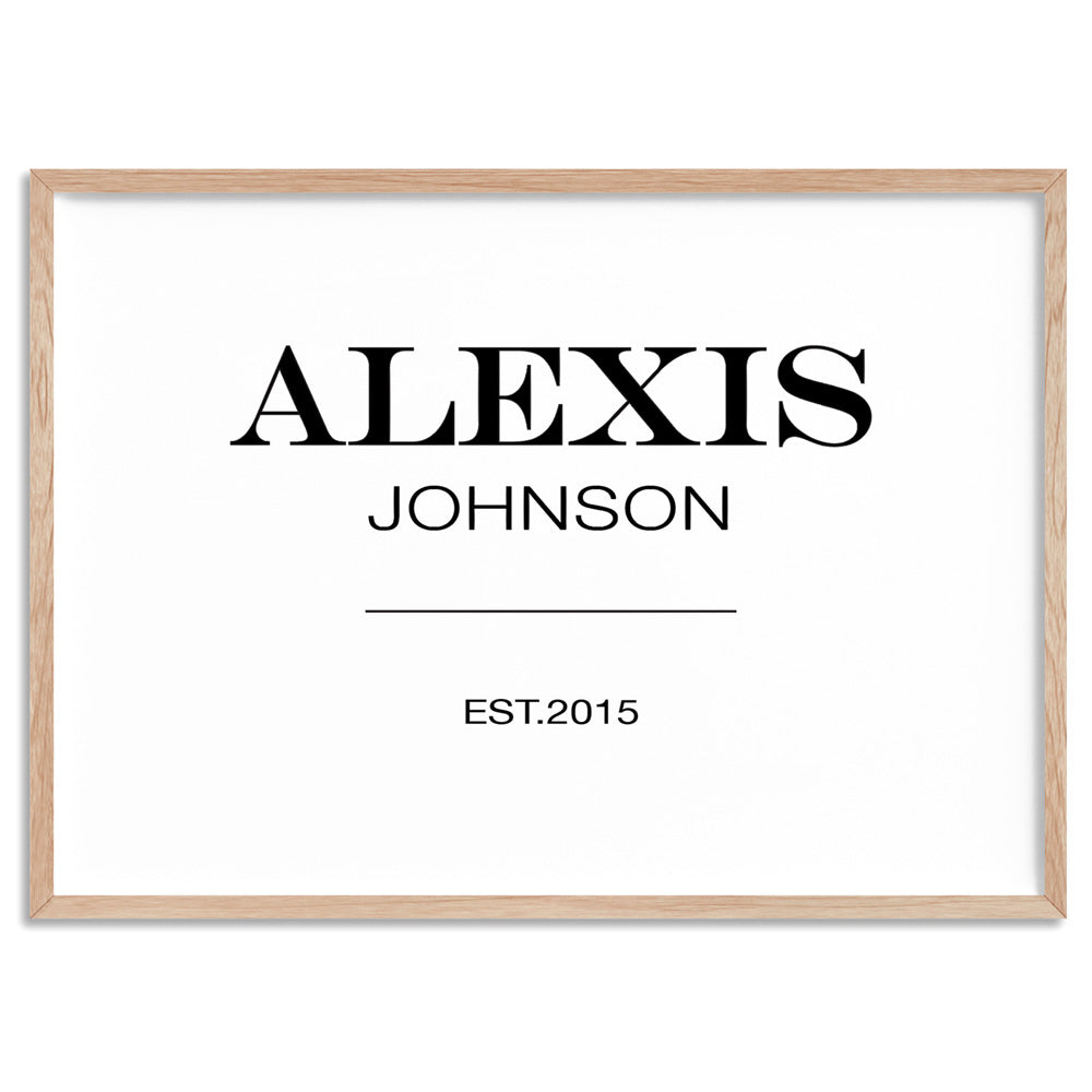 Custom Personalised Name | Marfa Style - Art Print, Poster, Stretched Canvas, or Framed Wall Art Print, shown in a natural timber frame