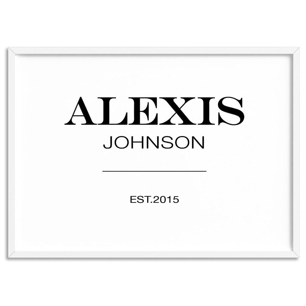 Custom Personalised Name | Marfa Style - Art Print, Poster, Stretched Canvas, or Framed Wall Art Print, shown in a white frame