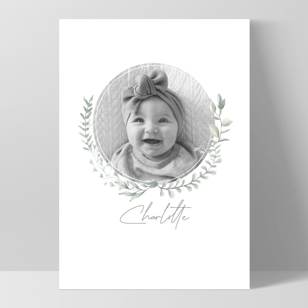 Custom Kids / Baby Photo & Name Design - Art Print, Poster, Stretched Canvas, or Framed Wall Art Print, shown as a stretched canvas or poster without a frame