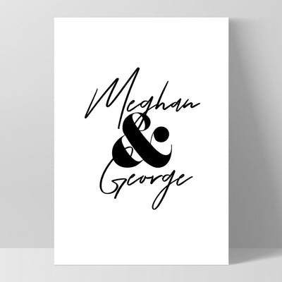 Custom Couple Name Design - Art Print, Poster, Stretched Canvas, or Framed Wall Art Print, shown as a stretched canvas or poster without a frame
