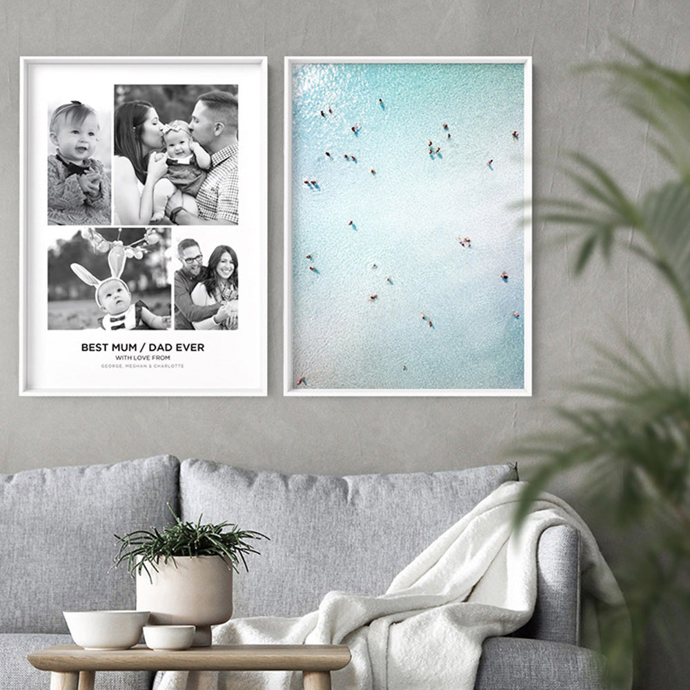Best Mum / Dad Ever. Custom Photo Design - Art Print, Poster, Stretched Canvas or Framed Wall Art, Close up View of Print Resolution