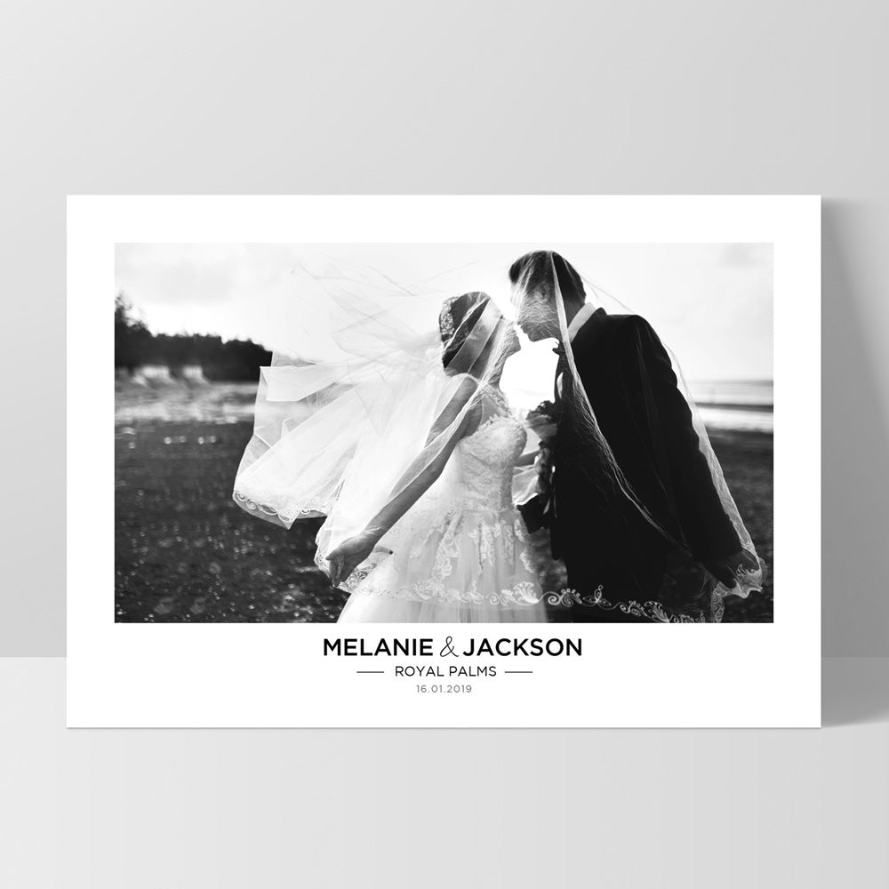 Custom Wedding Photo Design Landscape - Art Print, Poster, Stretched Canvas, or Framed Wall Art Print, shown as a stretched canvas or poster without a frame