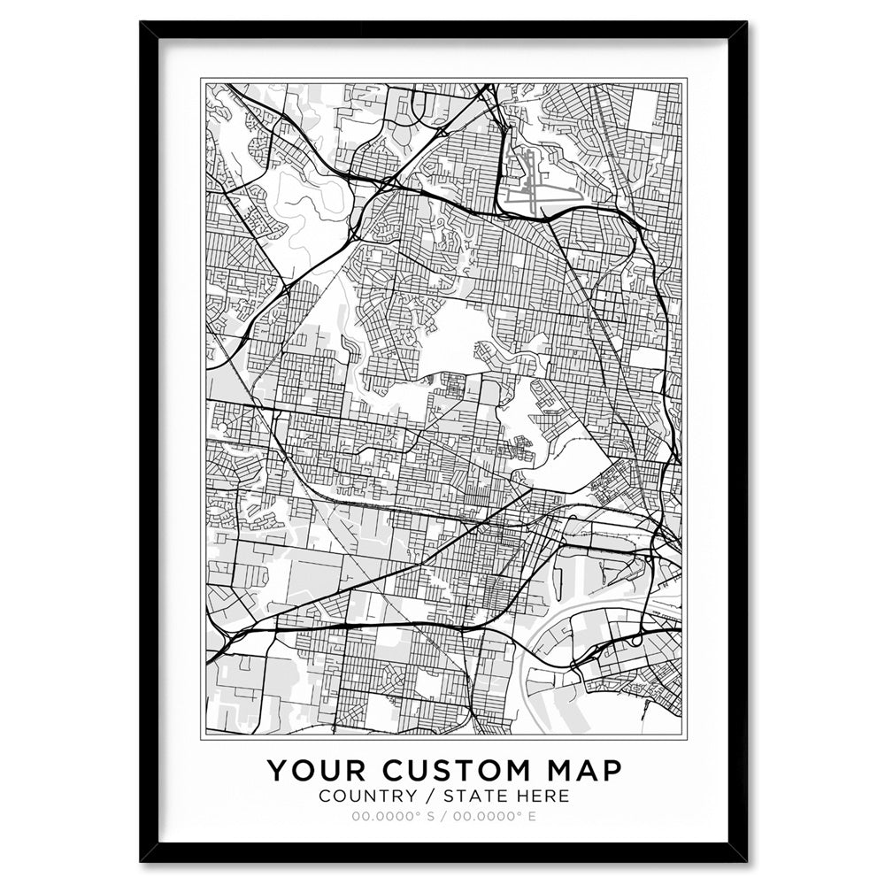 Map A4 Custom Custom Map Prints & Posters. Location & Color of Your Choice – Print ...