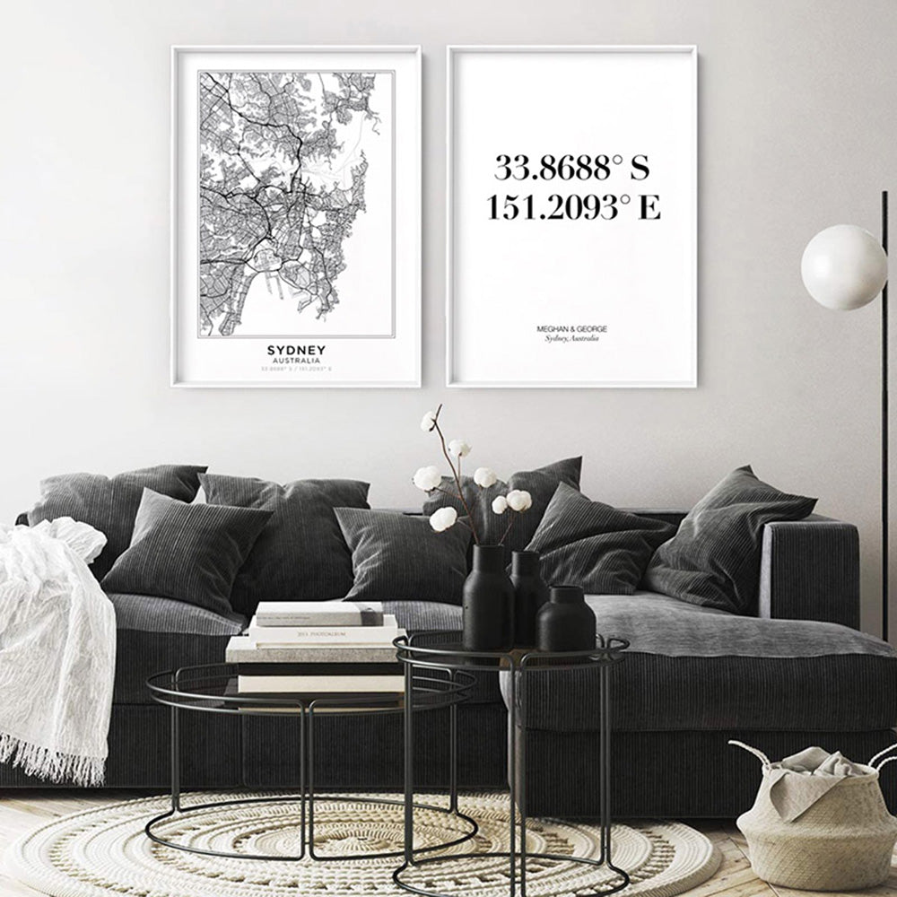 Custom Personalised GPS Coordinates - Art Print, Poster, Stretched Canvas or Framed Wall Art, Close up View of Print Resolution