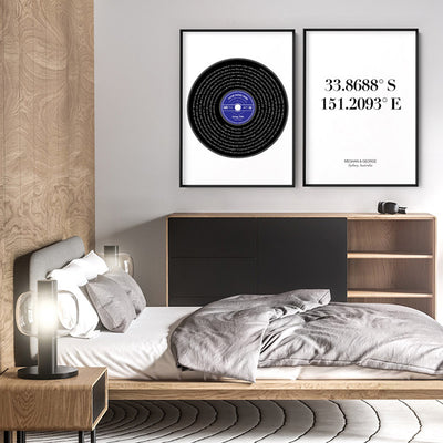 Custom Lyrics Vinyl Record Style. Favourite Song | Black + Your Colour - Art Print, Poster, Stretched Canvas or Framed Wall Art, Close up View of Print Resolution
