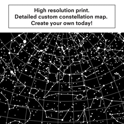 Custom Star Map | Black Circle - Art Print, Poster, Stretched Canvas or Framed Wall Art, Close up View of Print Resolution